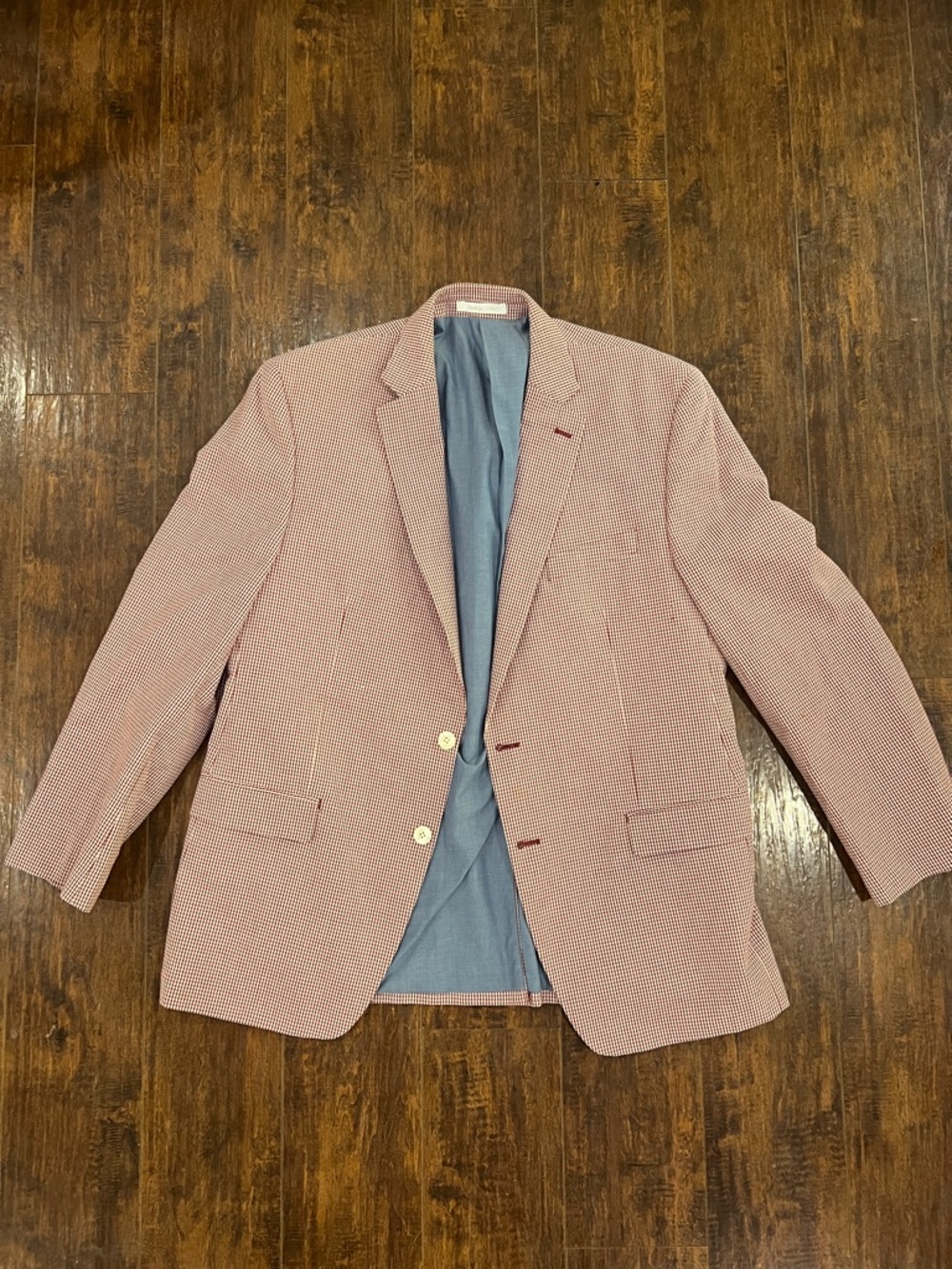 Lauren Ralph Lauren Red Houndstooth Sport Coat with Blue Lining Mens 44R